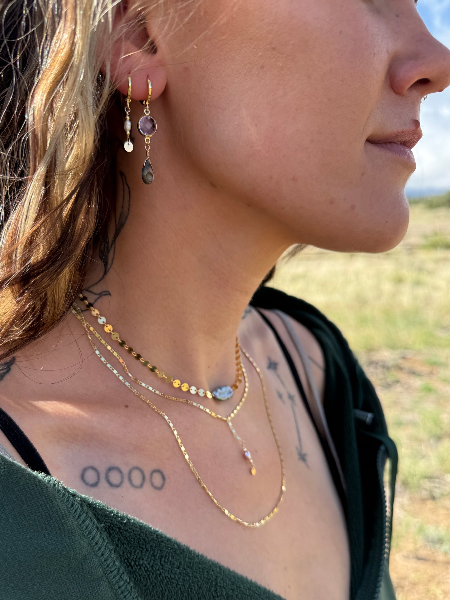 Disc Chain Pearl Choker - Black Pearl