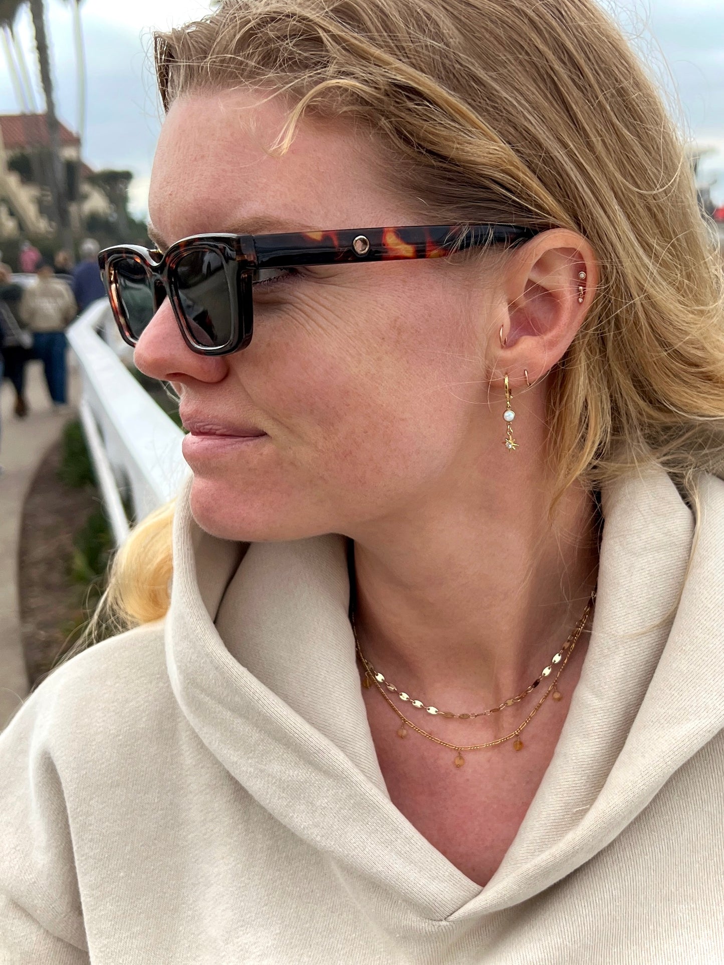Opal Star Earrings - White
