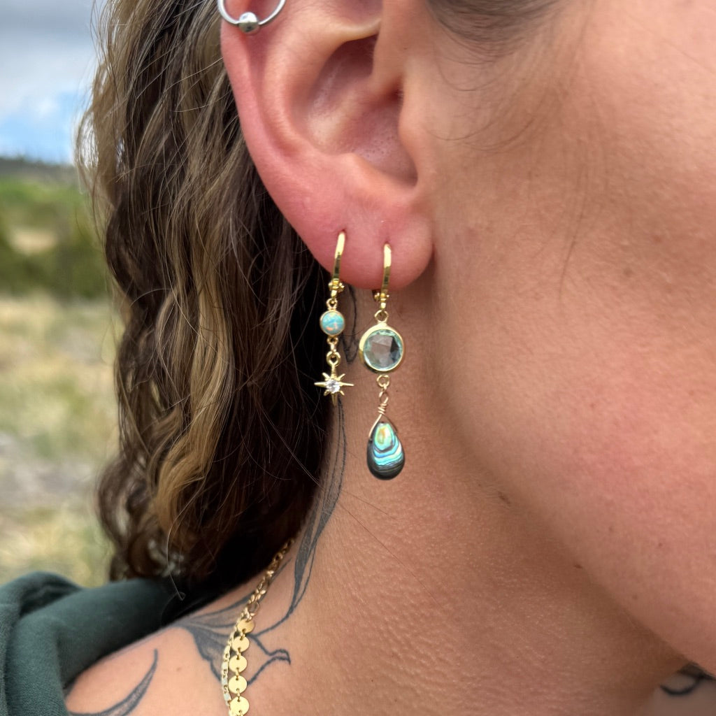 Abalone Drop Earrings - Teal