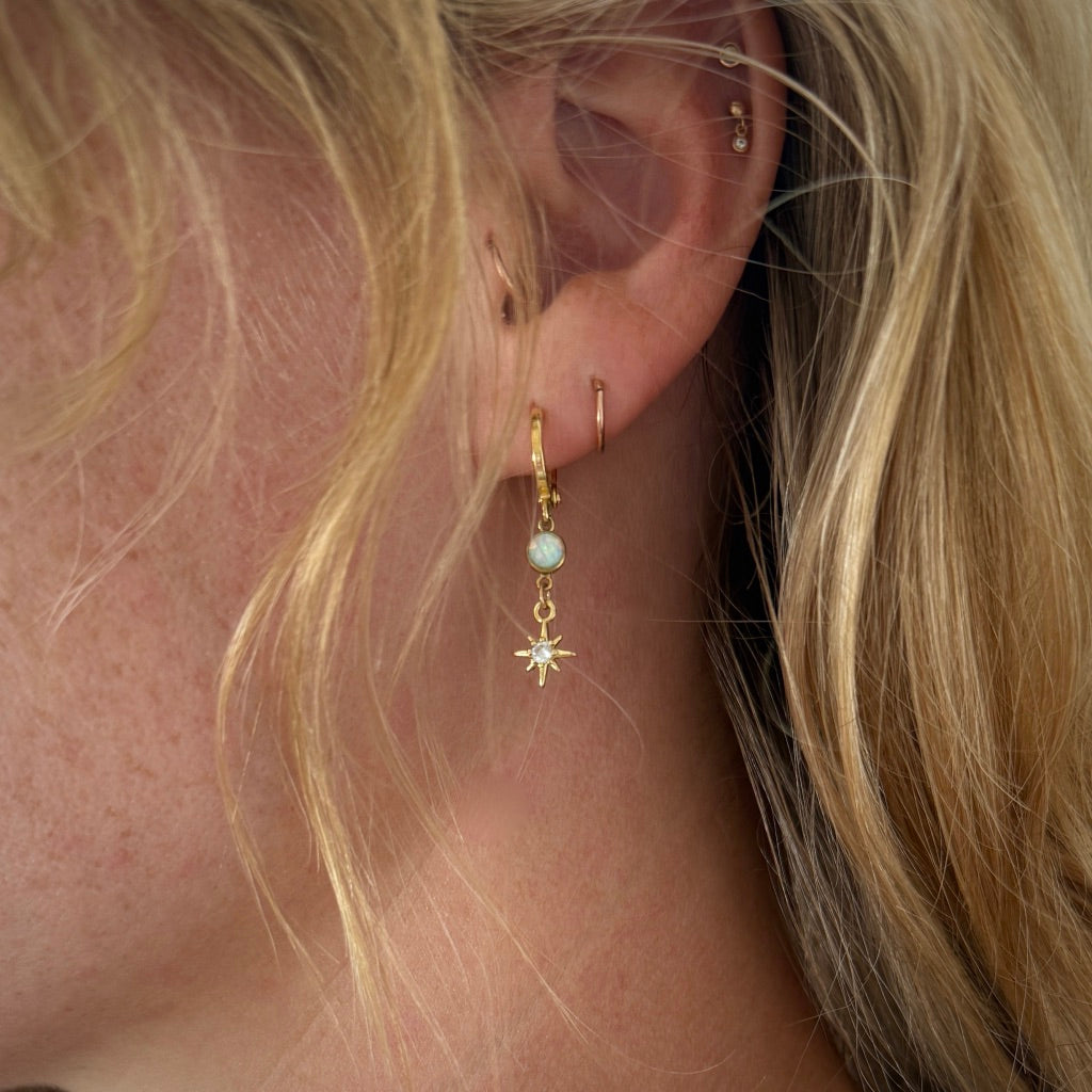 Opal Star Earrings - White