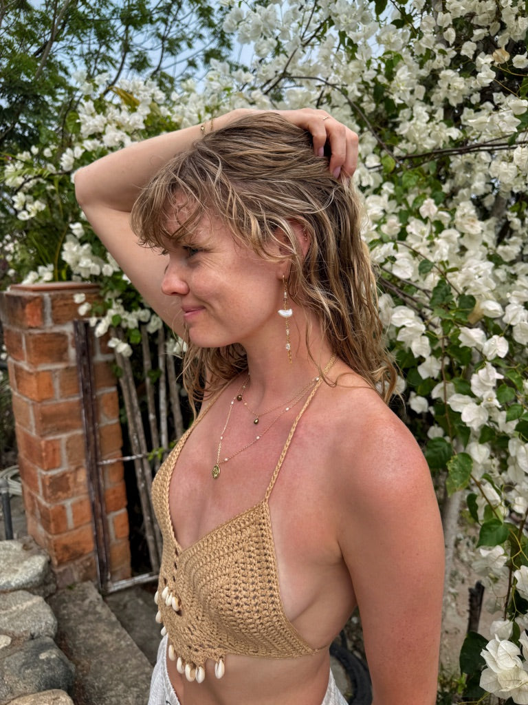 Pearl Chain Sun Charm Necklace