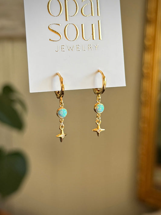 Opal Star Earrings - Turquoise