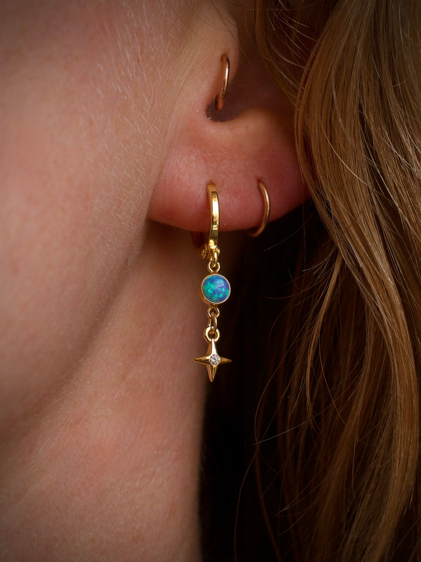 Opal Star Earrings - Blue