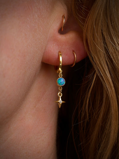 Opal Star Earrings - Blue