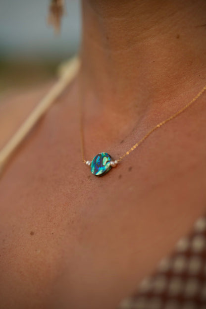 Pearl Framed Abalone Necklace