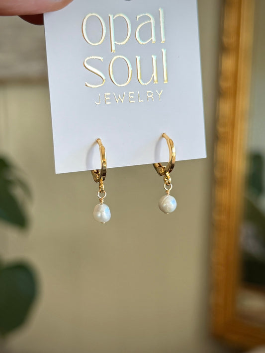 Blue Pearl Drop Earrings