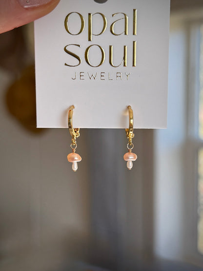 Tiny Pearl Mushroom Earrings