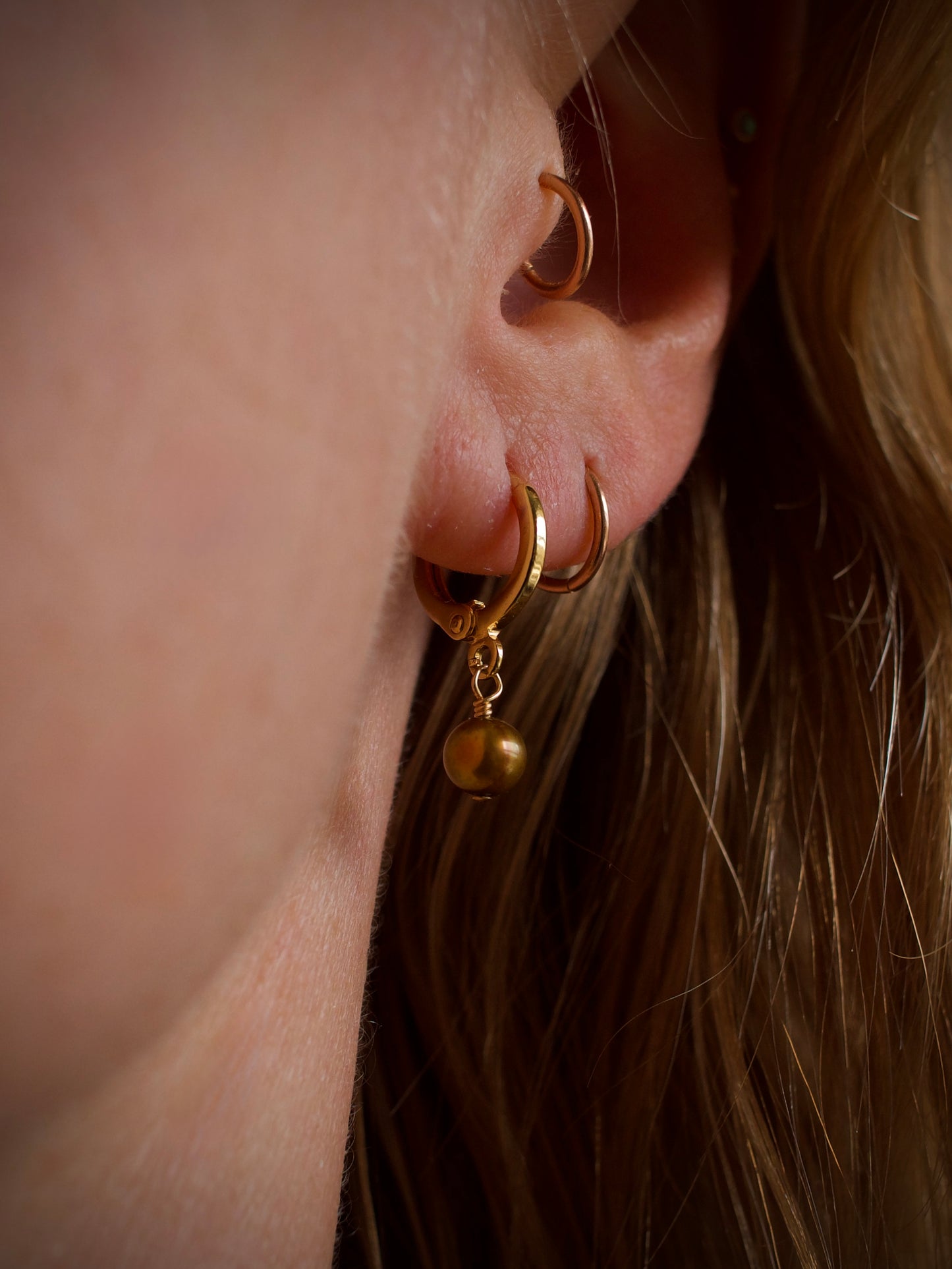 Brown Pearl Drop Earrings