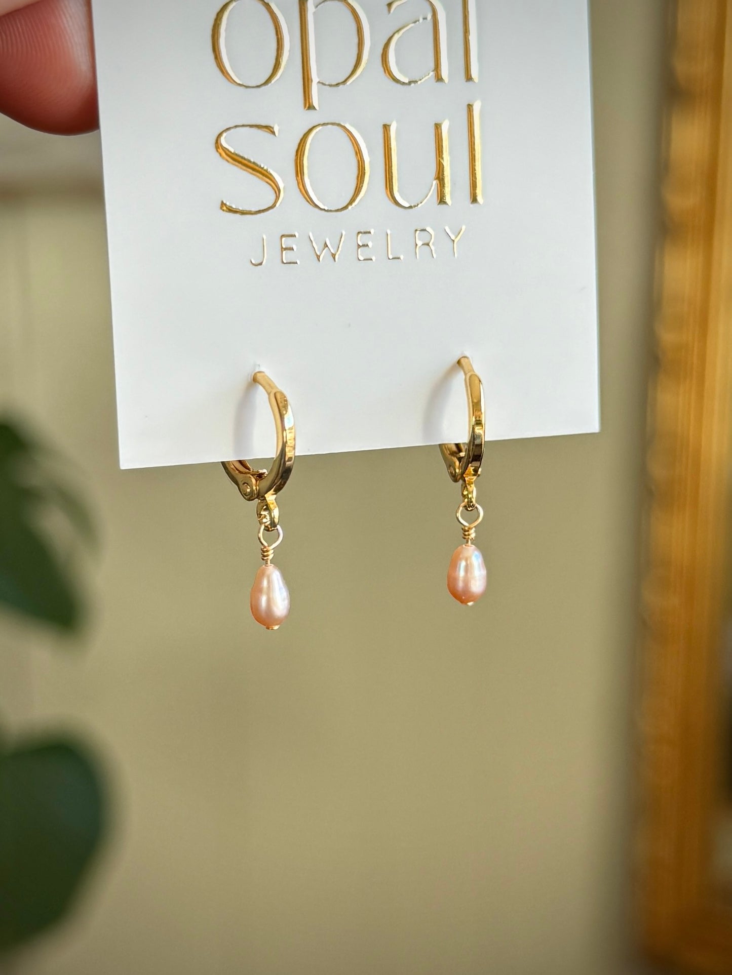 Pink Pearl Drop Earrings