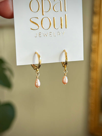 Pink Pearl Drop Earrings