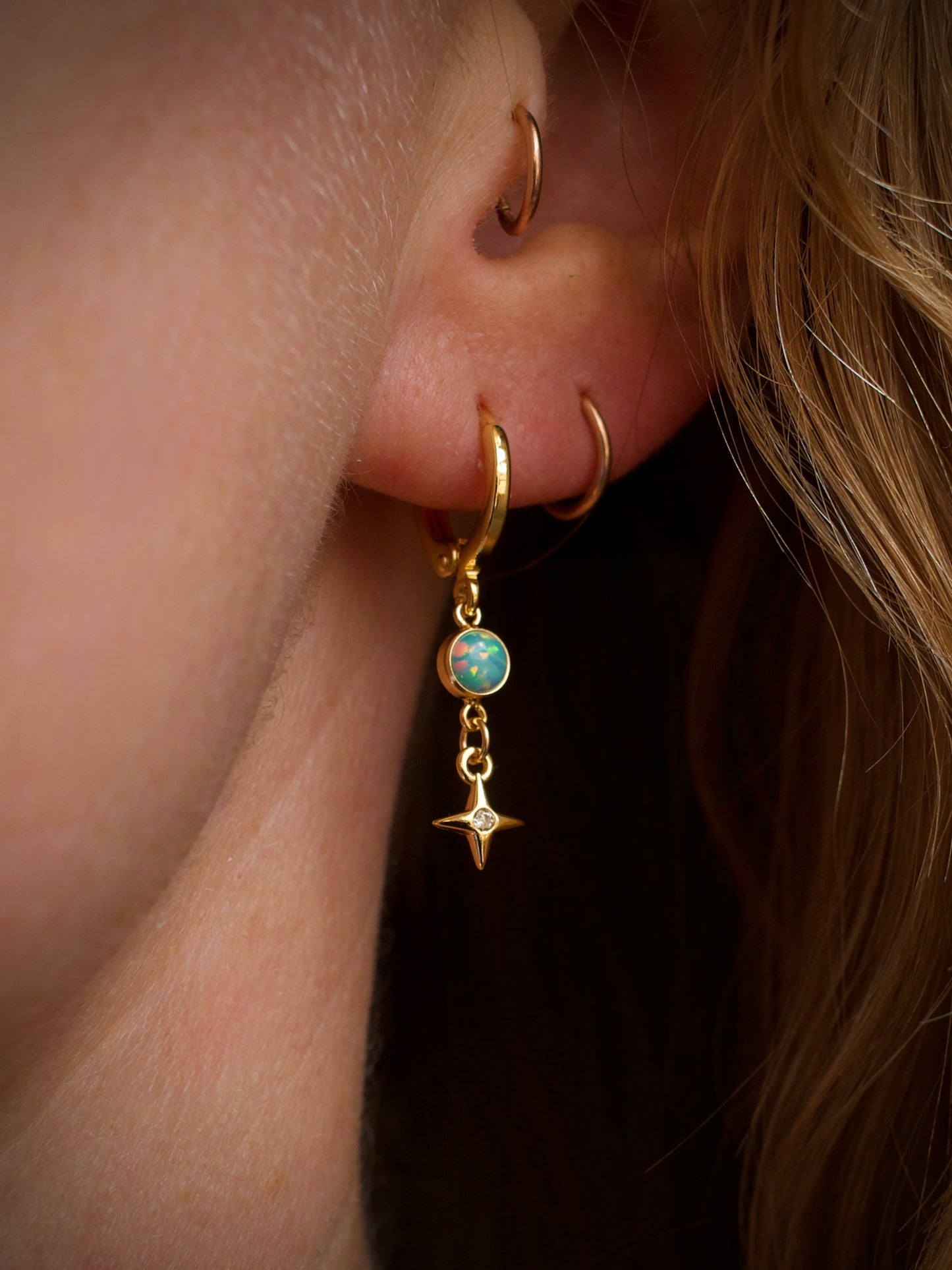 Opal Star Earrings - Turquoise