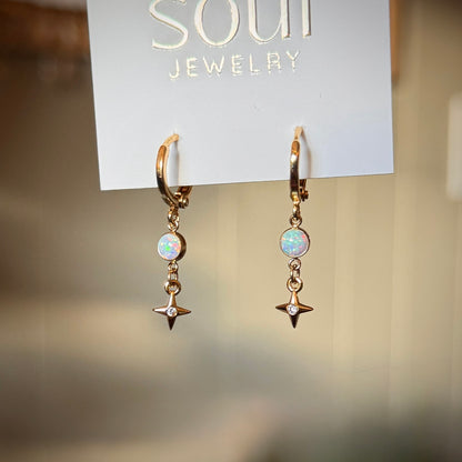 Opal Star Earrings - White