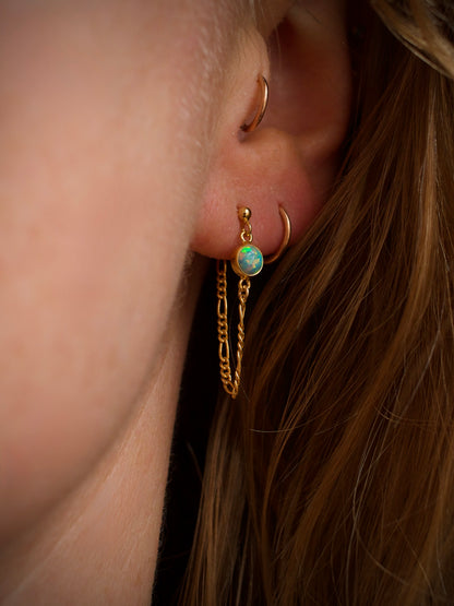 Opal Chain Loop Studs - Turquoise