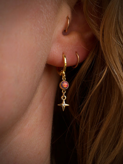 Opal Star Earrings - Purple