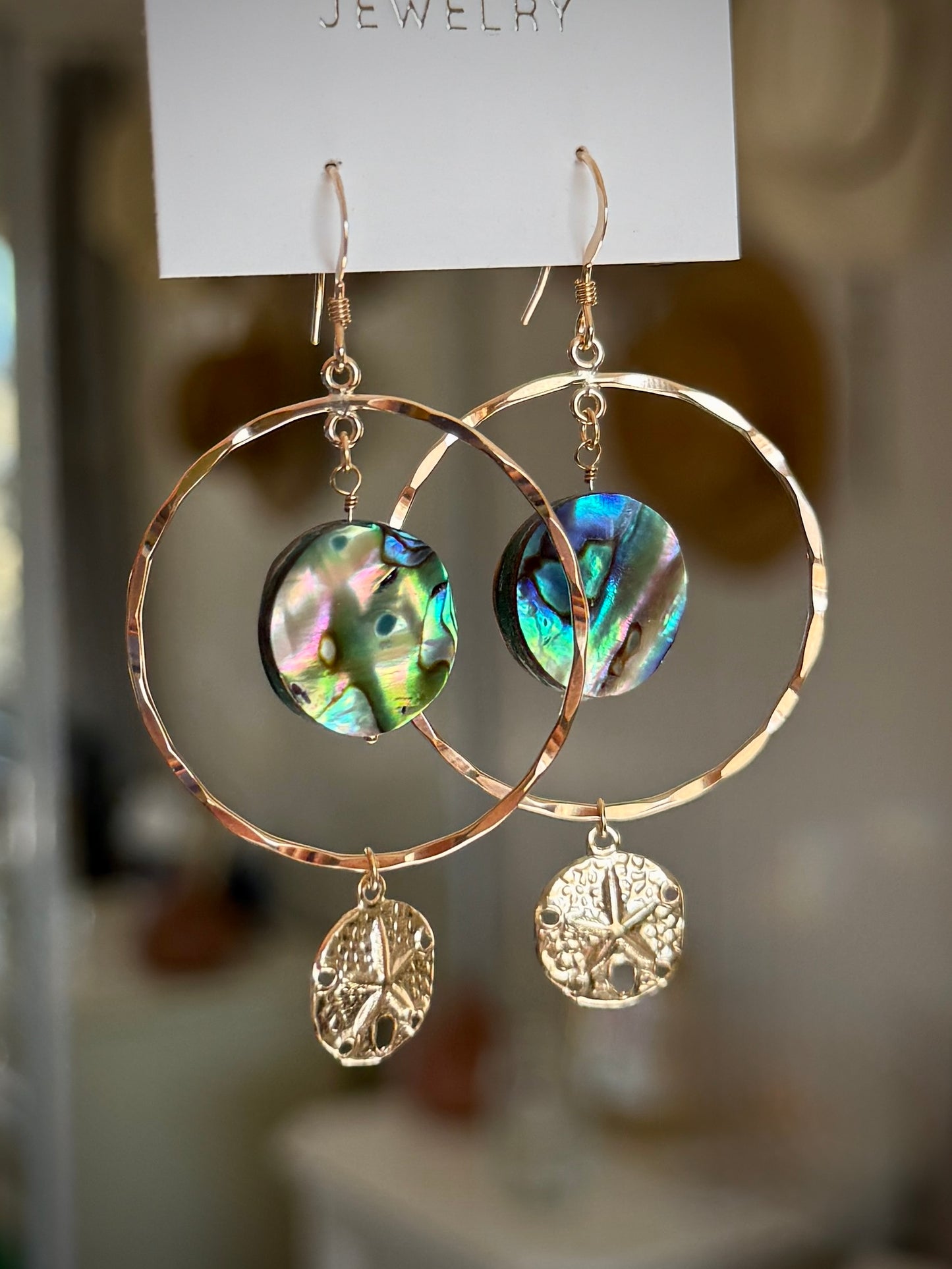 Abalone & Sand Dollar Hoop Earrings