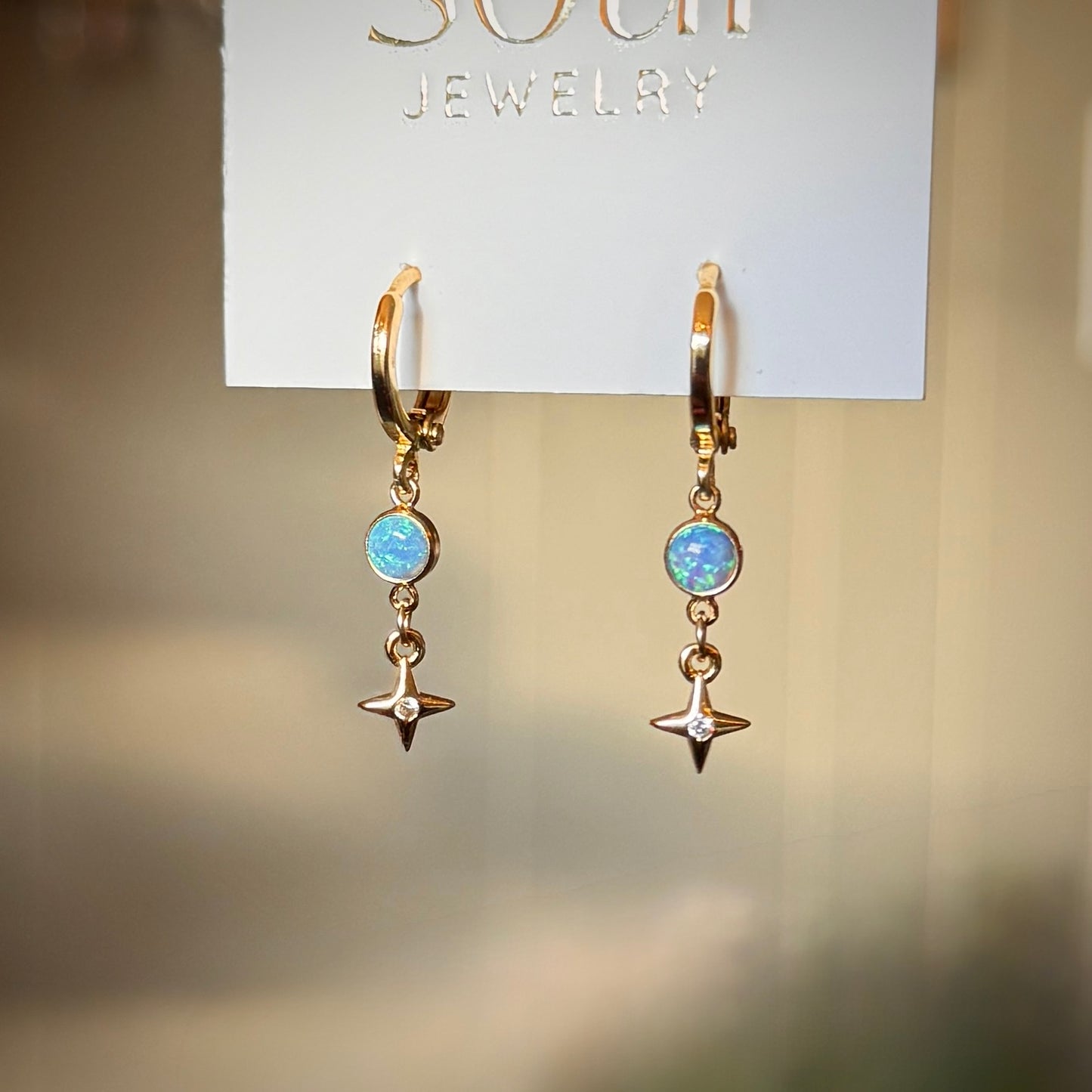 Opal Star Earrings - Blue