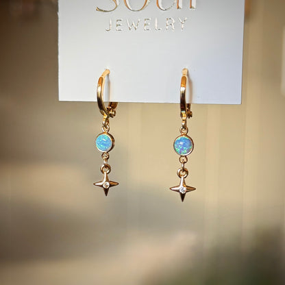Opal Star Earrings - Blue