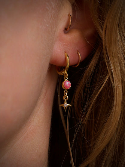 Opal Star Earrings - Pink