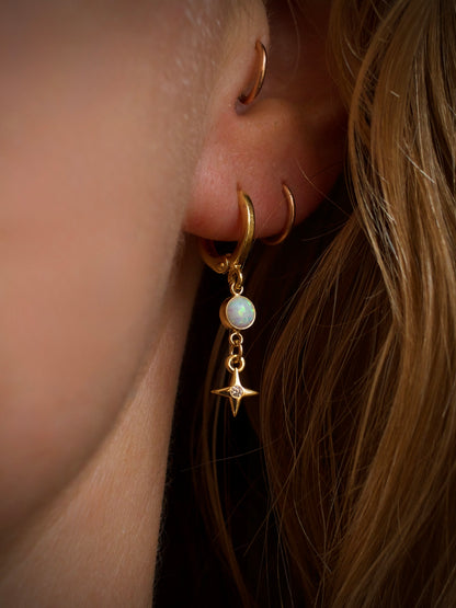 Opal Star Earrings - White