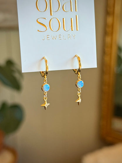 Opal Star Earrings - Blue