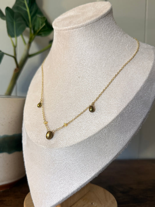 Golden Brown Pearl & Opal Necklace