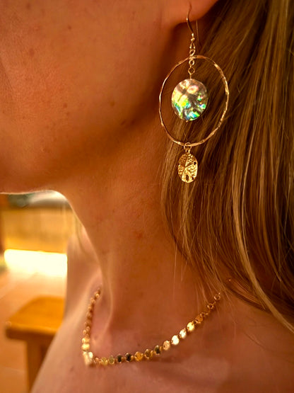 Abalone & Sand Dollar Hoop Earrings