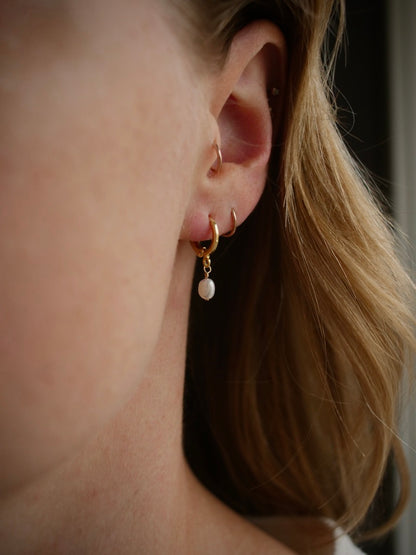 White Pearl Drop Earrings