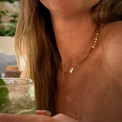 Disc Chain Pearl Choker - White Pearl