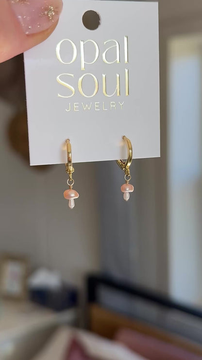 Tiny Pearl Mushroom Earrings