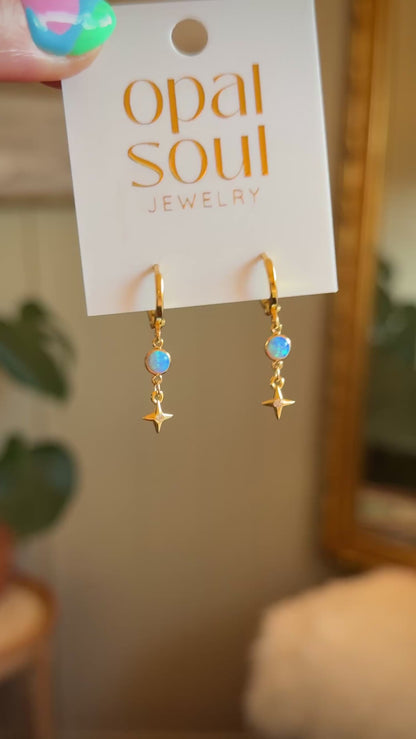 Opal Star Earrings - Blue