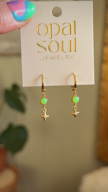 Opal Star Earrings - Green