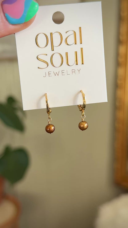 Brown Pearl Drop Earrings