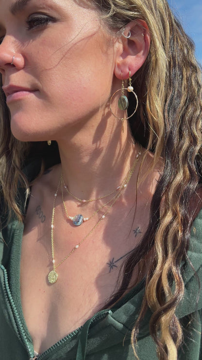 Pearl Chain Sun Charm Necklace