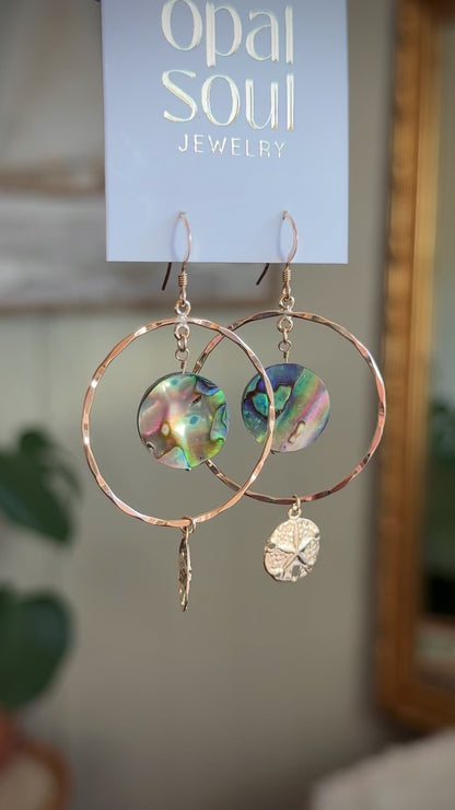 Abalone & Sand Dollar Hoop Earrings
