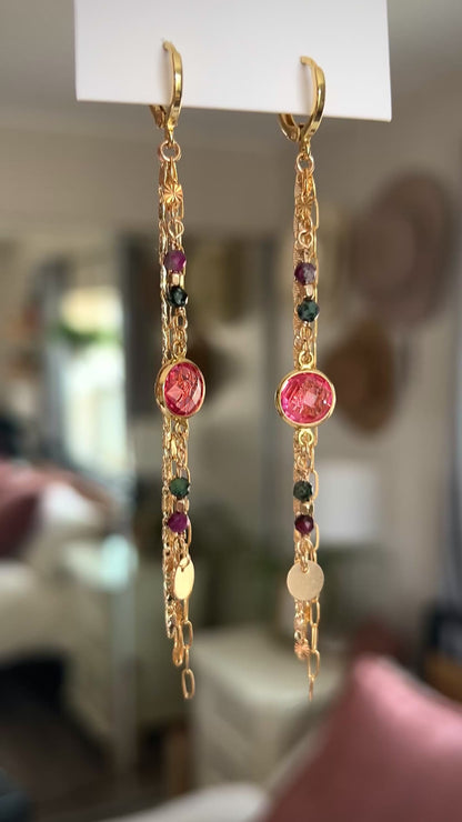 Aurora Earrings - Watermelon Tourmaline