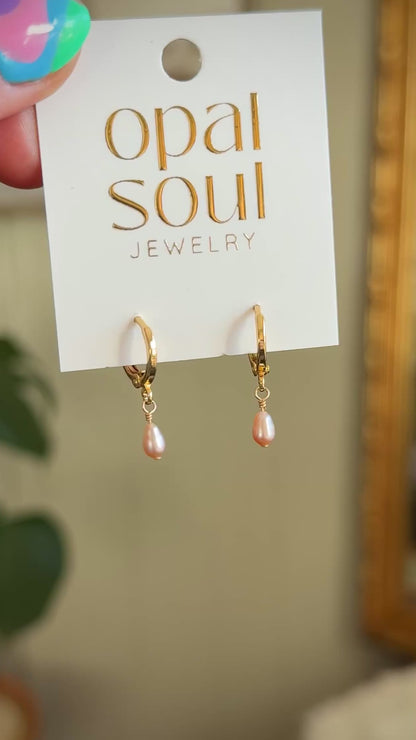 Pink Pearl Drop Earrings